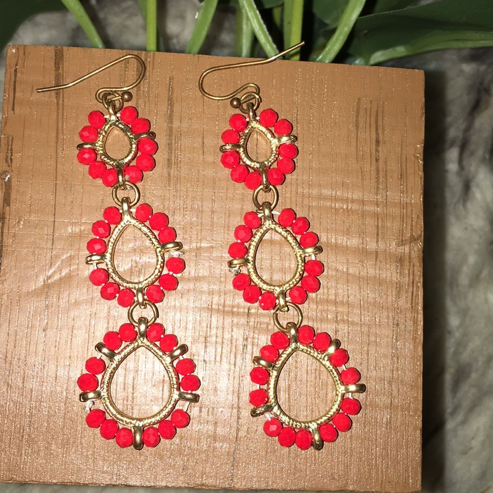 Red long earrings